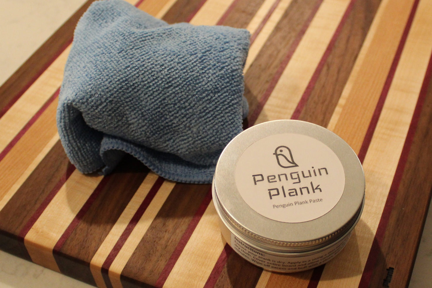 Penguin Paste - Cutting board conditioner with polish rag and cutting board.